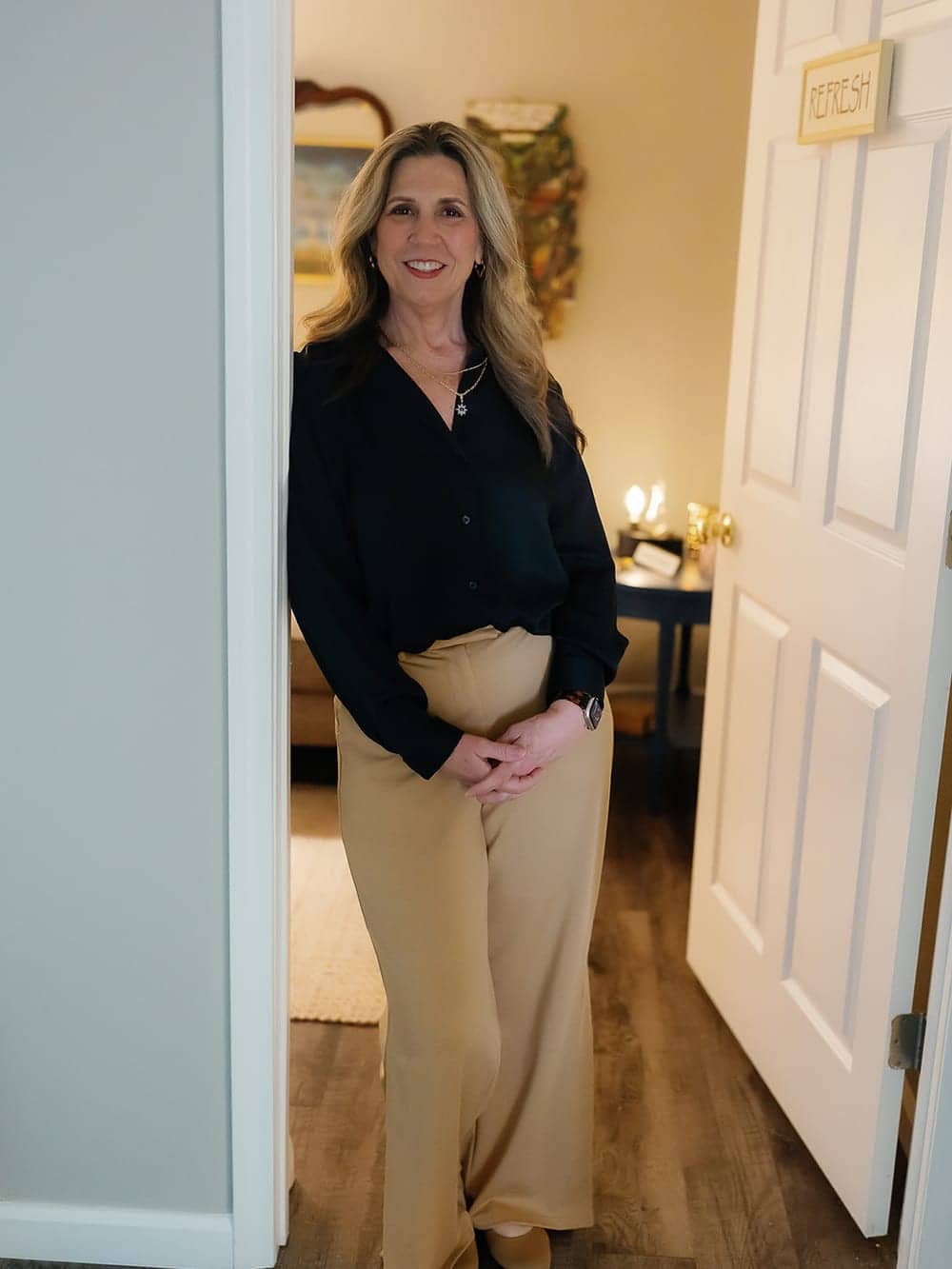 Michelle Dixon standing in the doorway of her counseling office at Pathways Mental Health